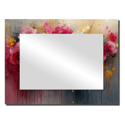 Vibrant Garden of Abstract Roses Elegance - Miroir mural décoratif floral - imprimé sur métal
