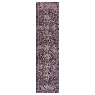 LOOM & LUXE 2'6''X10' Runner, Washable Rug, Low-Pile, Non-Slip, Non-Shedding, Foldable, Kid & Pet Friendly - Area Rugs For Living Room, Bedroom, Kitchen Rug (Burgundy/Blue, 2'6''X10')