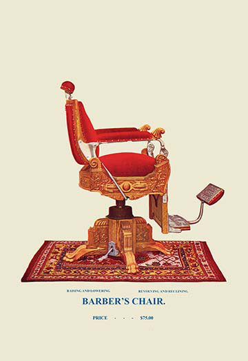 Chaise de barber hydraulique #95 impression, H 66 po x l 44 po x P 1,5 po
