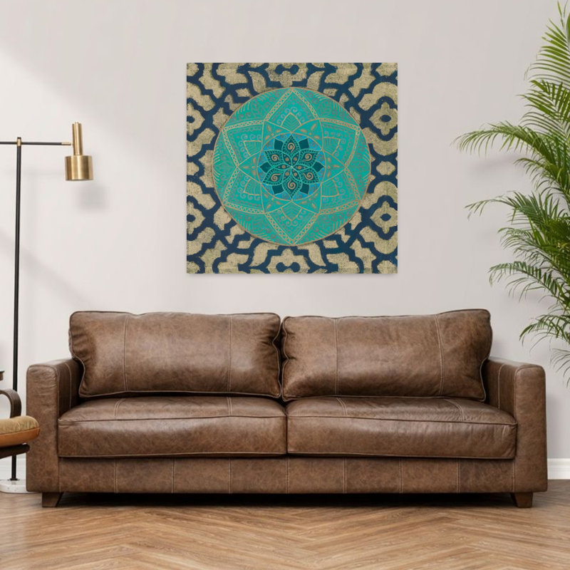 Patine Mandala II, art floral, H 36 po x l 36 po