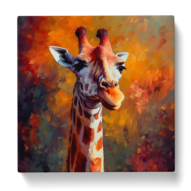 Giraffe Neo-Impressionism - Wrapped Canvas, 50cm H x 50cm W x 3cm D