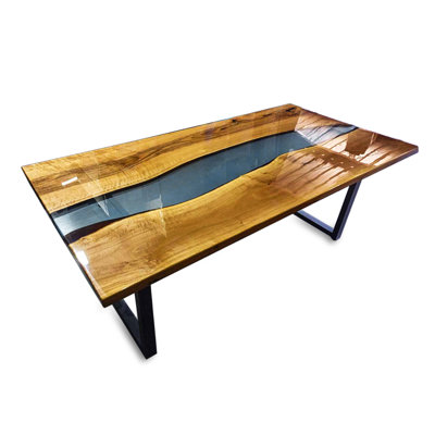 Luxury Live Edge Walnut And Blue Epoxy River Table – Unique Handmade Solid Wood Furniture
