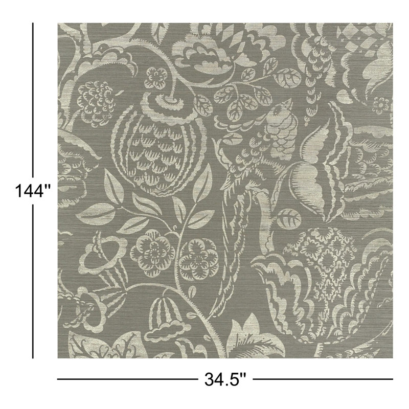 Uccello Sisal Wallpaper, Gray