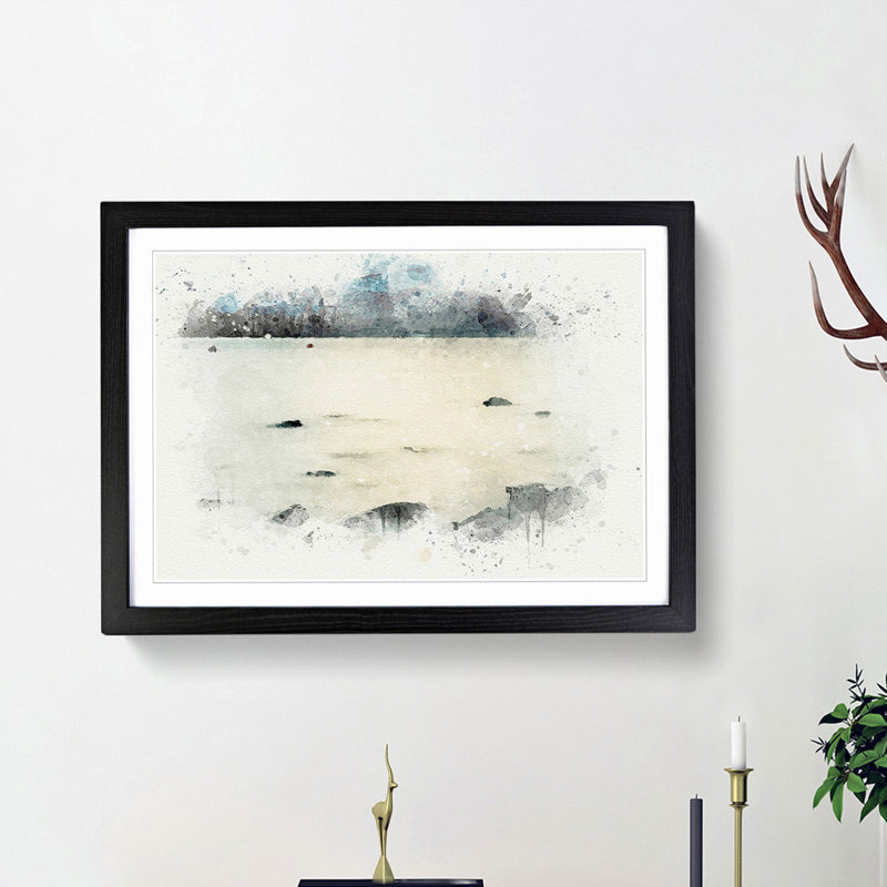 Lake Ullswater in Cumbria in Abstract - Picture Frame Graphic Art Print on MDF, 62cm H x 87cm W x 2cm D, Black Framed