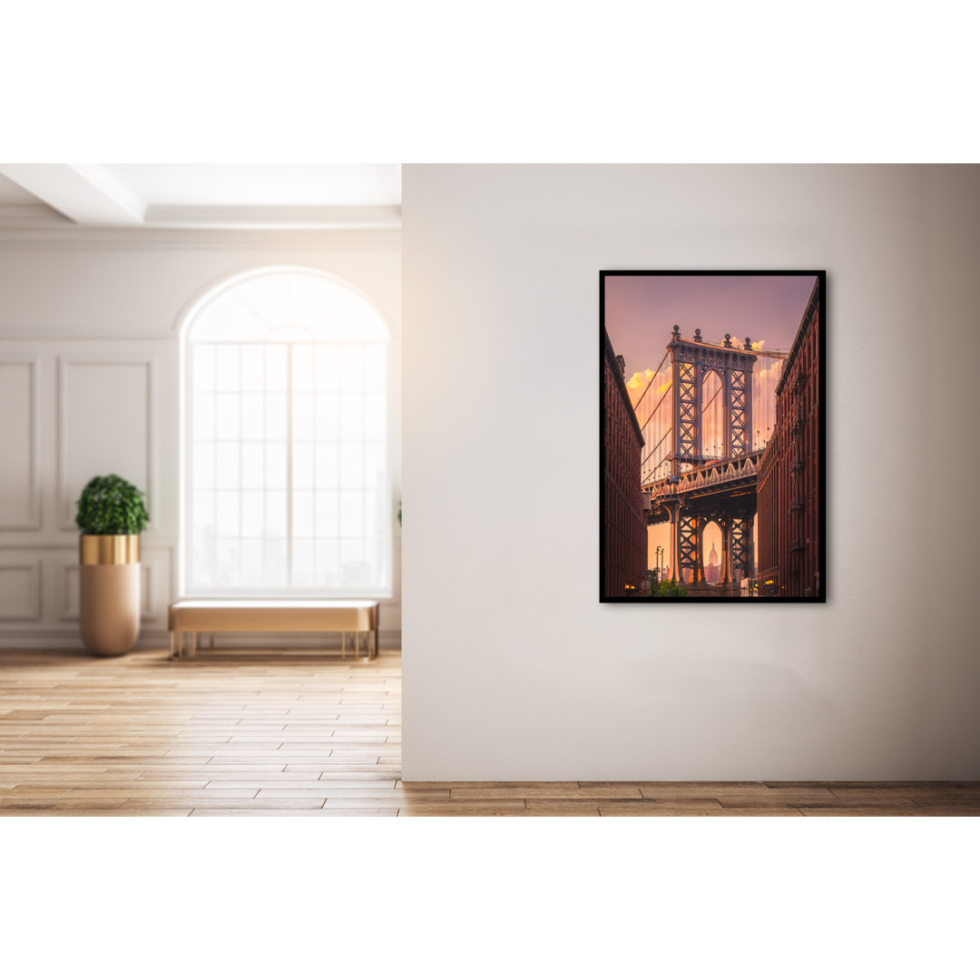 Gerahmtes Poster Manhattan Bridge von Brooklyn Street