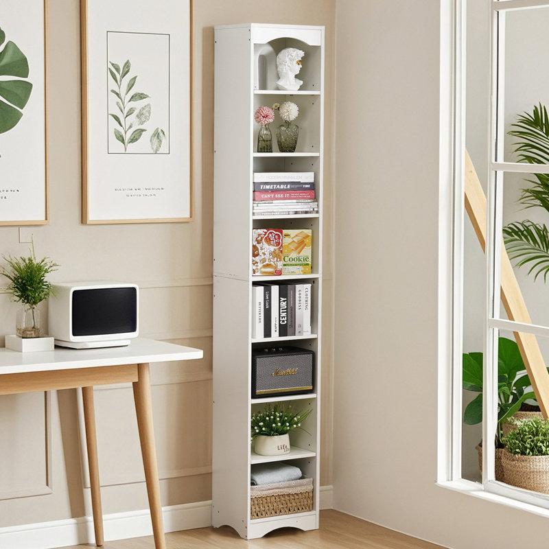70.9 Inch Tall Narrow Bookcase 8 Tier Cube Display Shelf Storage Organizer