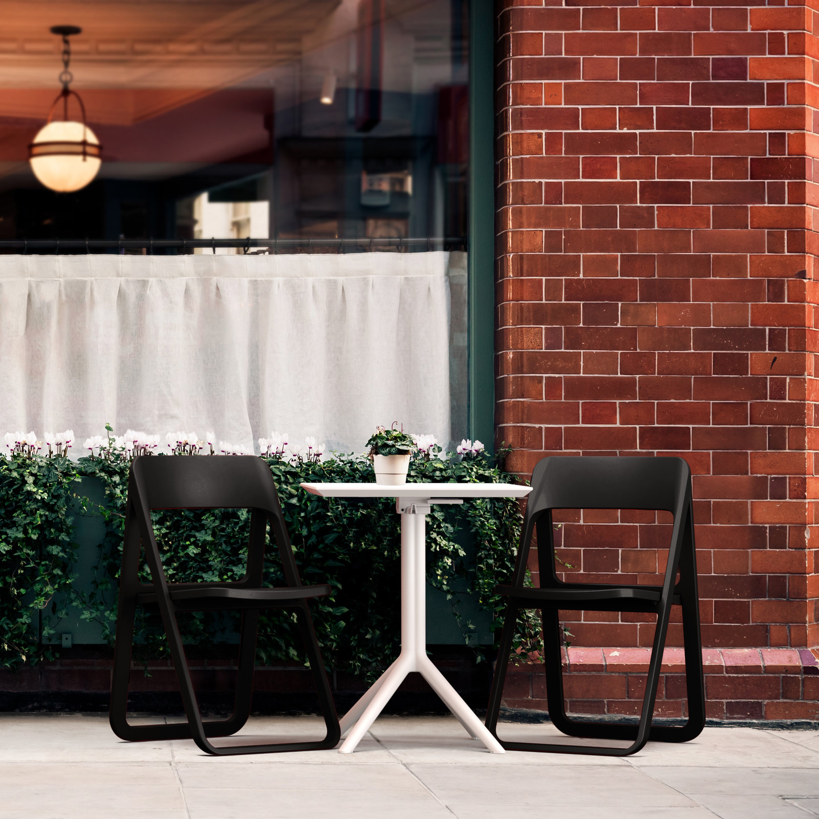 Armo Foldable Patio Side Chair, Black
