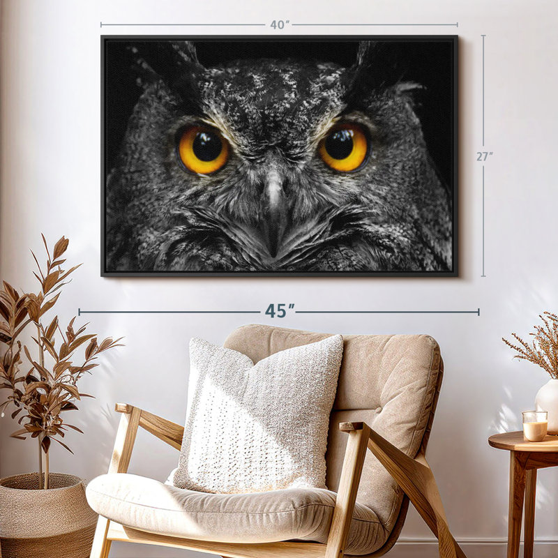 «Yellow Eyed Owl Wall Art», H 27 po x l 40 po
