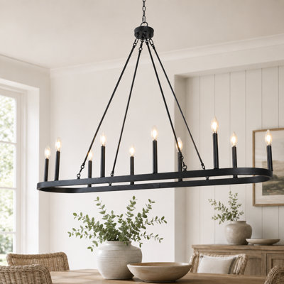 10 - Light 50"W Oversized Dimmable Oval Kitchen Island Pendant