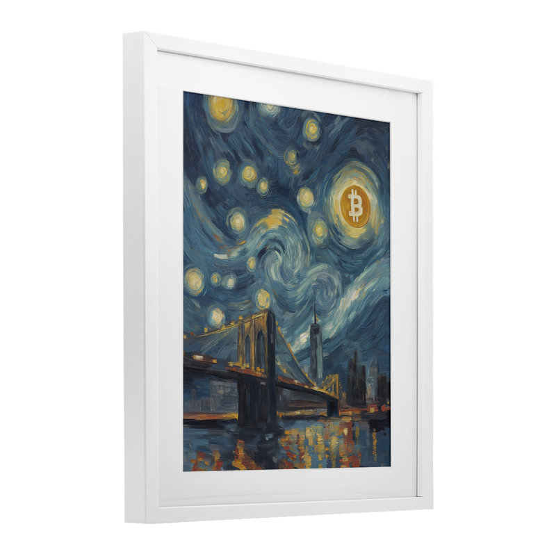Iconic Blockchain Moonlight, reproduction sous verre encadrée, design par Svetlana Aleynikova, H 21 po x l 17 po