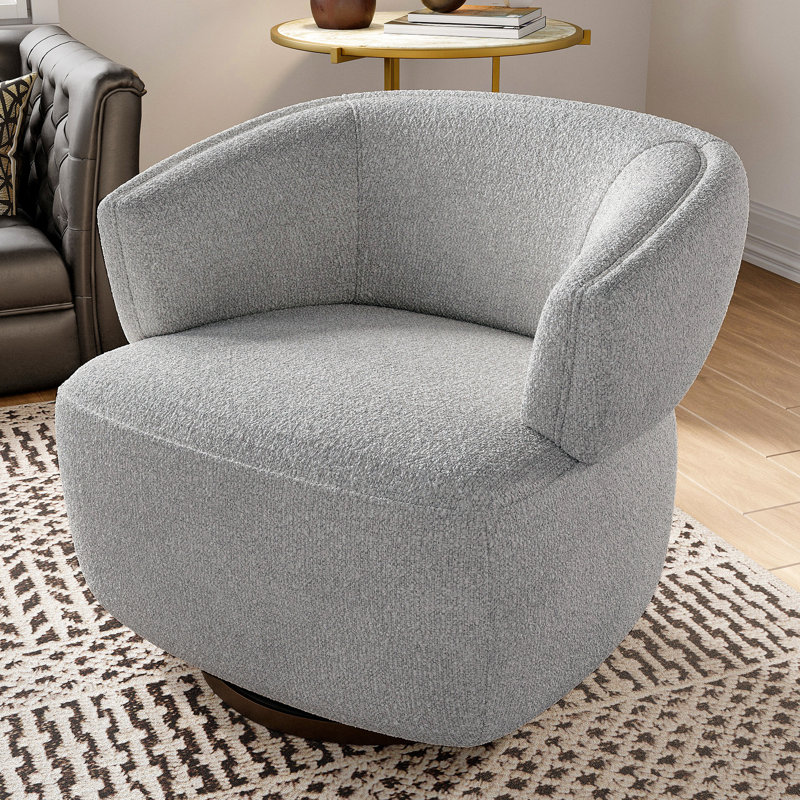 Surdimensionné pivotant à 360 degrés en gris - rembourrage en mousse confortable, tissu de revêtement, - chaise d'appoint entièrement assemblée, fabrication, résistance aux taches