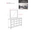 Ensemble de 5 pièces pour très grand lit contemporain avec lit à panneaux, commode, miroir et 2 tables de chevet au fini gris et noir-1295187905