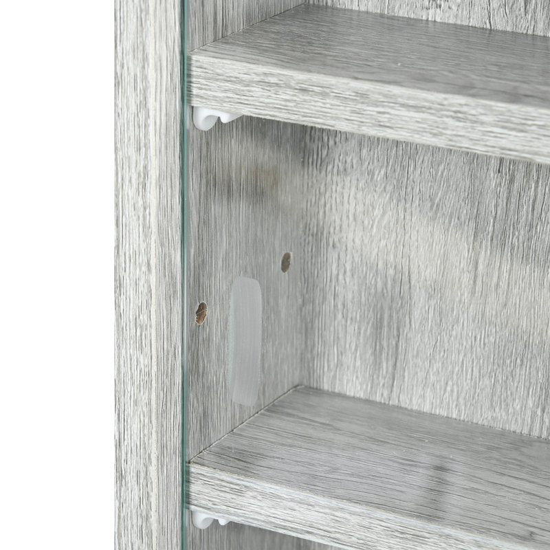 5-Tier Display Cabinet, Glass Display Case With 2 Doors And Adjustable Shelves, Wall-Mounted