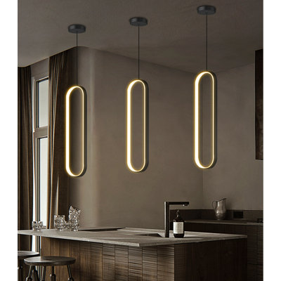 Modern Ring Led Dimmable Chandelier Black