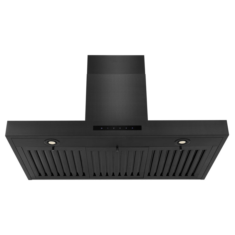 36" 400 CFM Ducted Wall Mount Range Hood, Black Stainless Steel