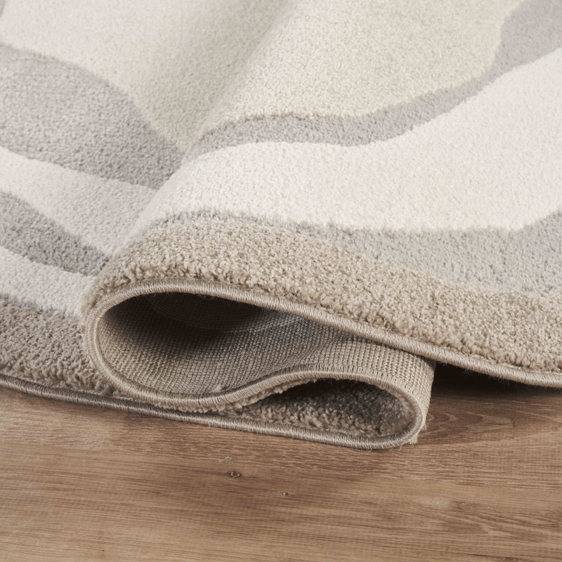 Tapis neutre à motif organique abstrait Abani Rugs Zebulon Collection BEA140A, Ovale 5 pi 3 po x 7 pi 7 po