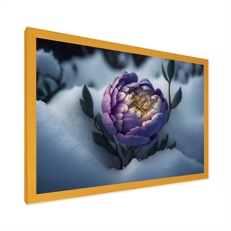 Une fleur de pivoine en hiver IV - photographie sur toile, H 24 po x l 32 po x P 1 po, Impression dorée sur toile encadrée