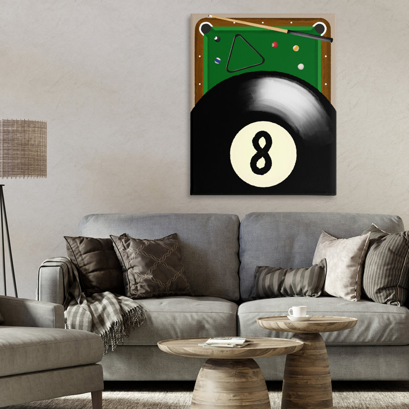 Table de billard et balles en toile, design par Jennifer Stith, H 30 po x l 24 po