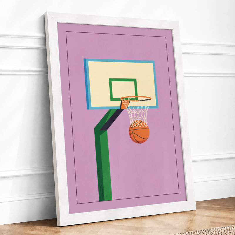Basketball Hoop Geometry Geometric - Framed Print, A1 - 84.1 x 59.4 cm, White
