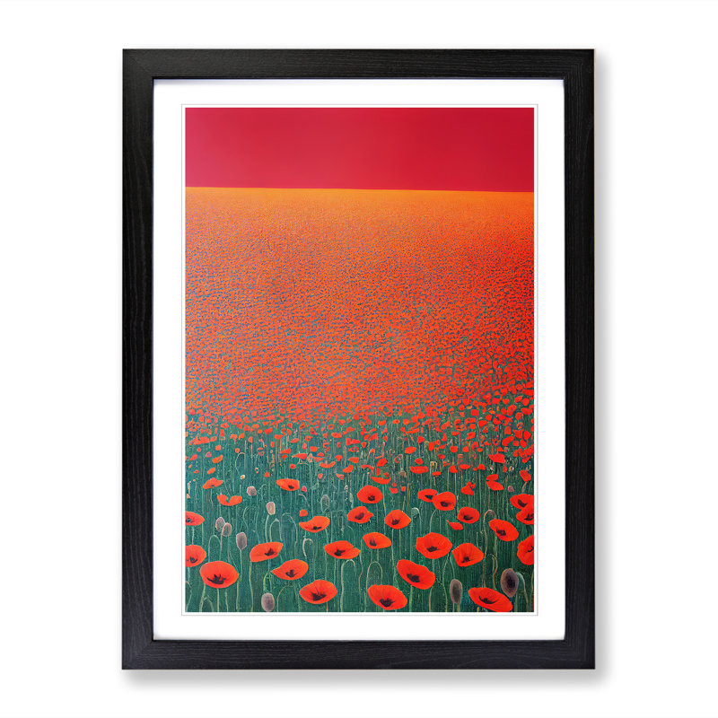Poppy Field Vol.1 - Picture Frame Print, 64cm H x 46cm W x 2cm D, Walnut