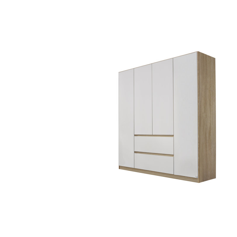 Mainz 4 Door Wardrobe, Alpine White/Oak
