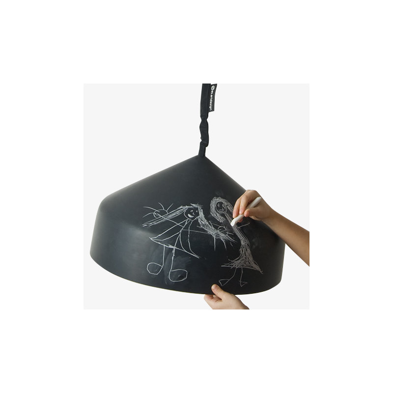 1 - Light Grey Dome Pendant, Black/Orange
