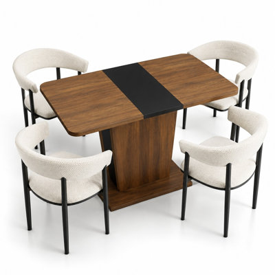 Extendable Dining Table, Modern Expandable Rectangular Dining Table for Kitchen, Dining Room & Small Spaces, Space-Saving Wood Dining Table