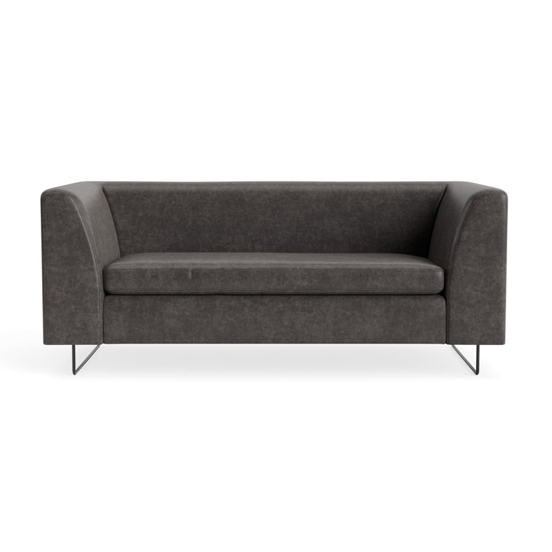 MTO - Bonnie 72" Sofa w/ Black Legs, Slate Leather