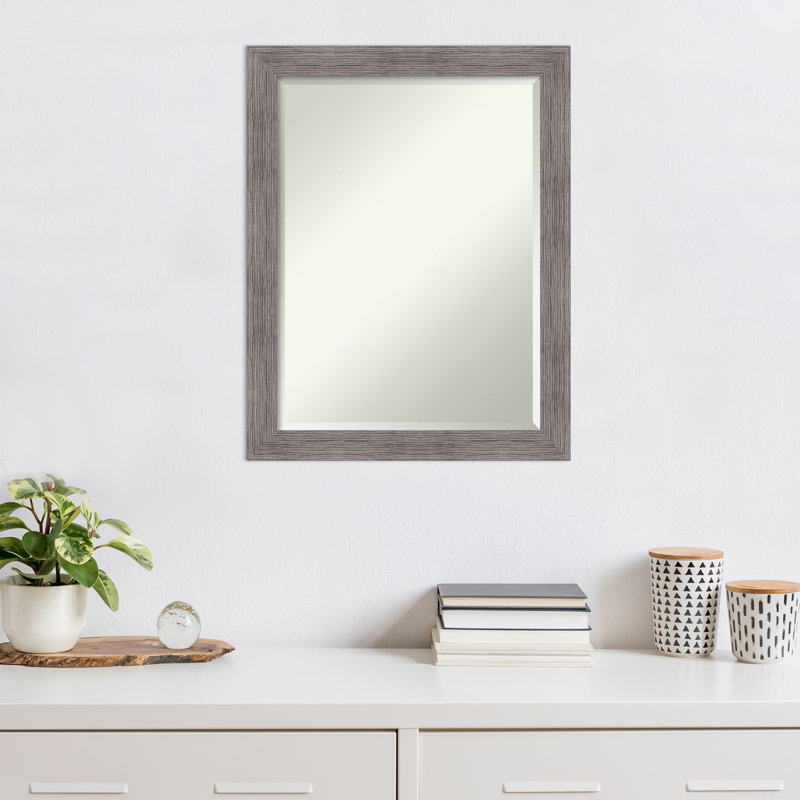 Miroir mural décoratif à fines rayures gris, 27,5 po x 21,5 po