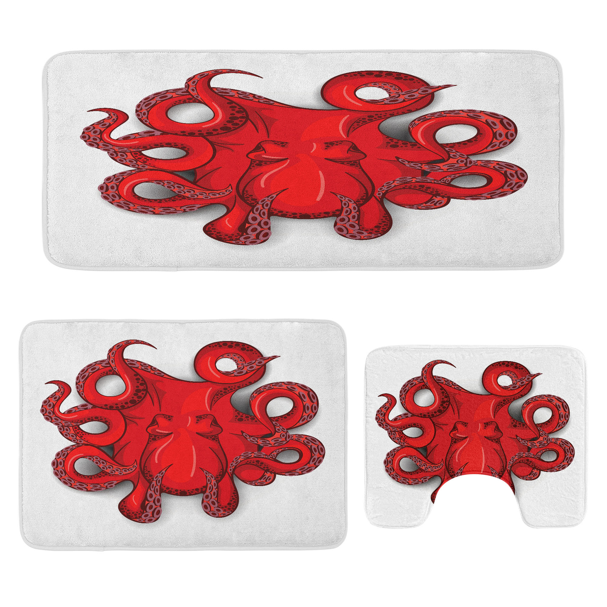 East Urban Home Kraken Bathroom Rug Set 3 Pieces U-Shape & Rectangle ...