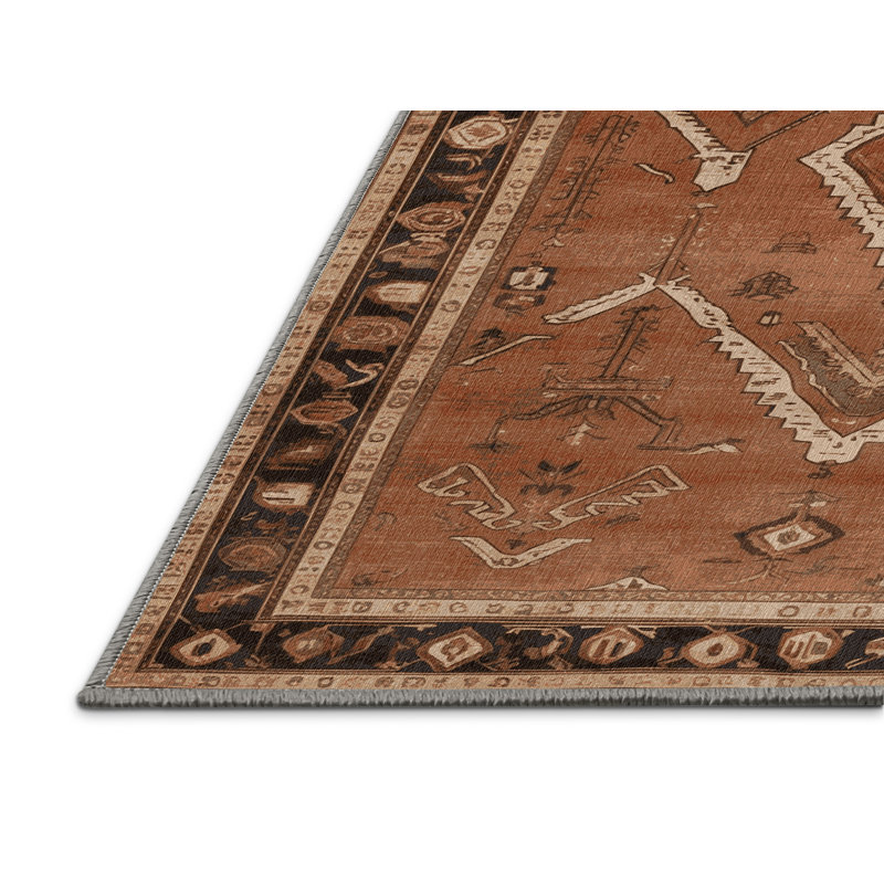 Tapis brun lavable à la machine, Rectangle 7 pi x 9 pi
