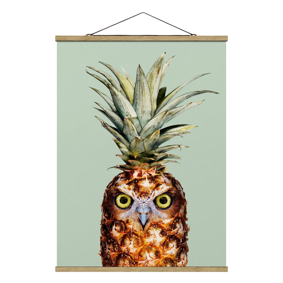 Stoffbild Ananas mit Eule von Jonas Loose