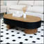 Table basse ovale de 111 cm avec rangement dissimulé, design moderne et minimaliste cannelé pour le salon, pièce maîtresse élégante-804350756