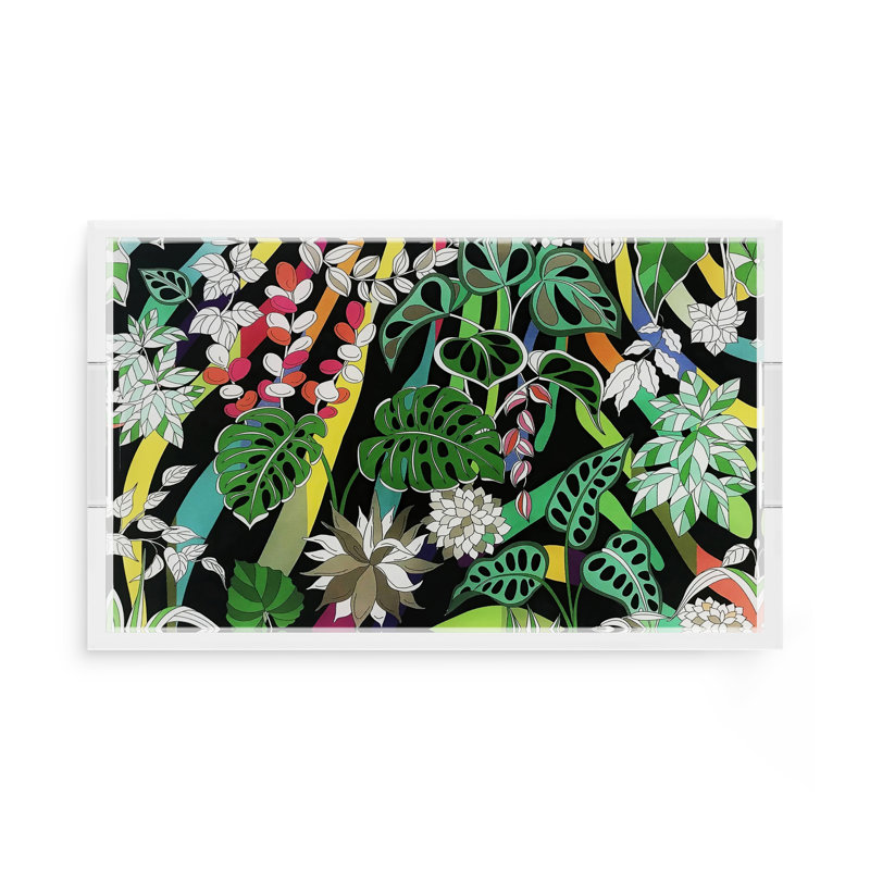 Sabi Jungle Black Acrylic Rectangle Decorative Tray, 17"W x 10.5"x 2"H