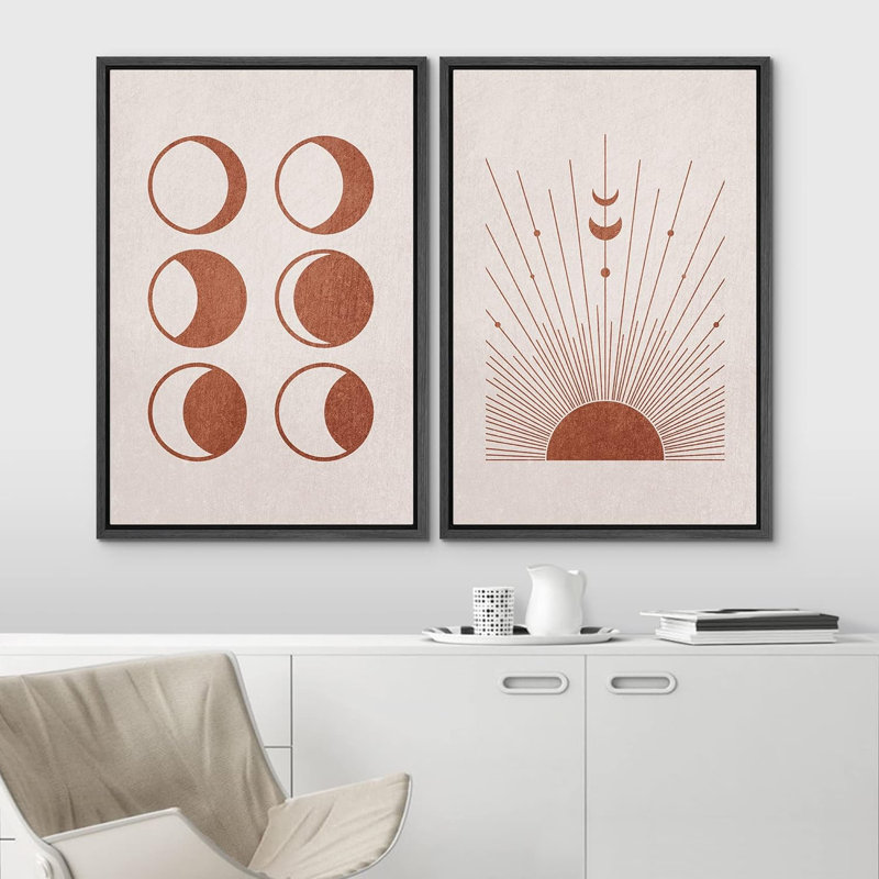 Sun And Moon 2 - Pieces, Black, 36" H x 48" W