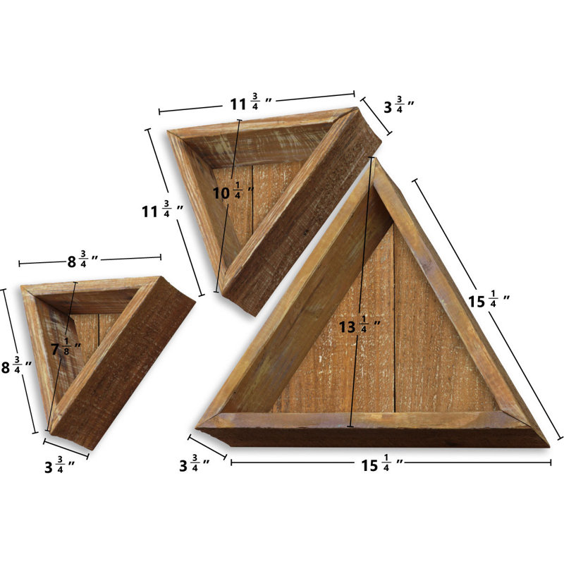 Triangle Accent Shelf with Adjustable Shelves, Weathered Brown