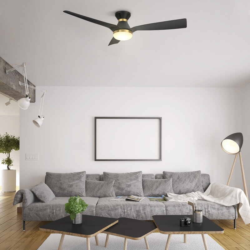 Ventilateur de plafond intelligent d'intérieur / extérieur Spezia de 52 pouces, ensemble d'éclairage à DEL à intensité variable et télécommande, fonctionne avec l'assistant Google, Amazon Alexa et les raccourcis Siri.
