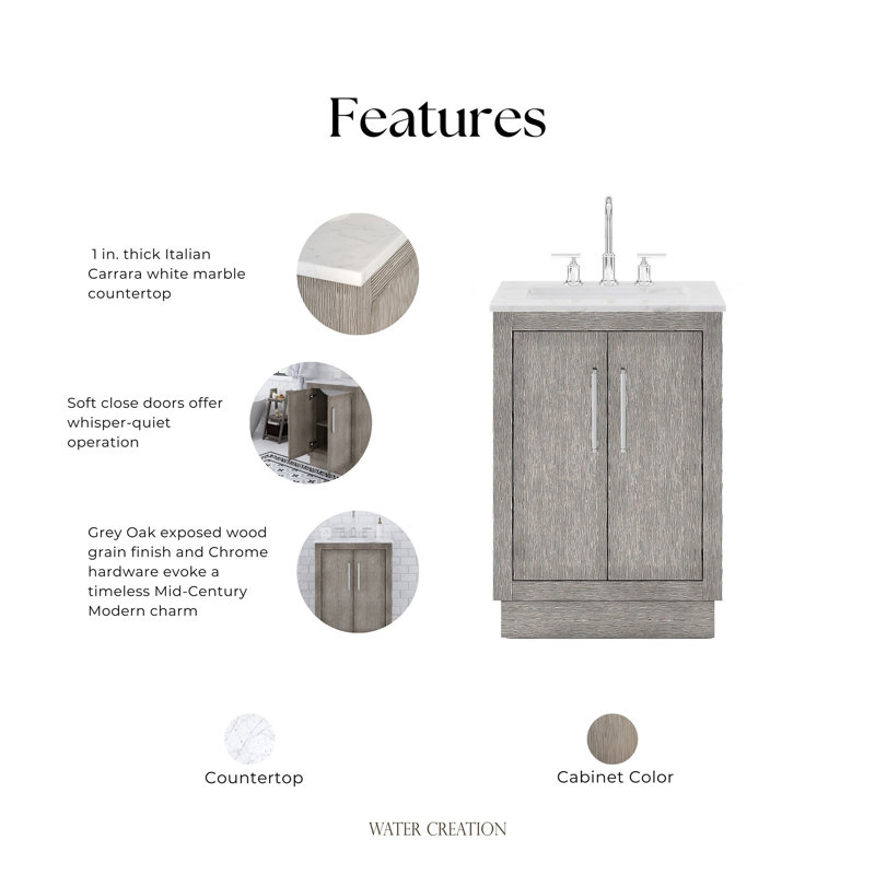 Hugo 24'' W Single Vanity, Chrome