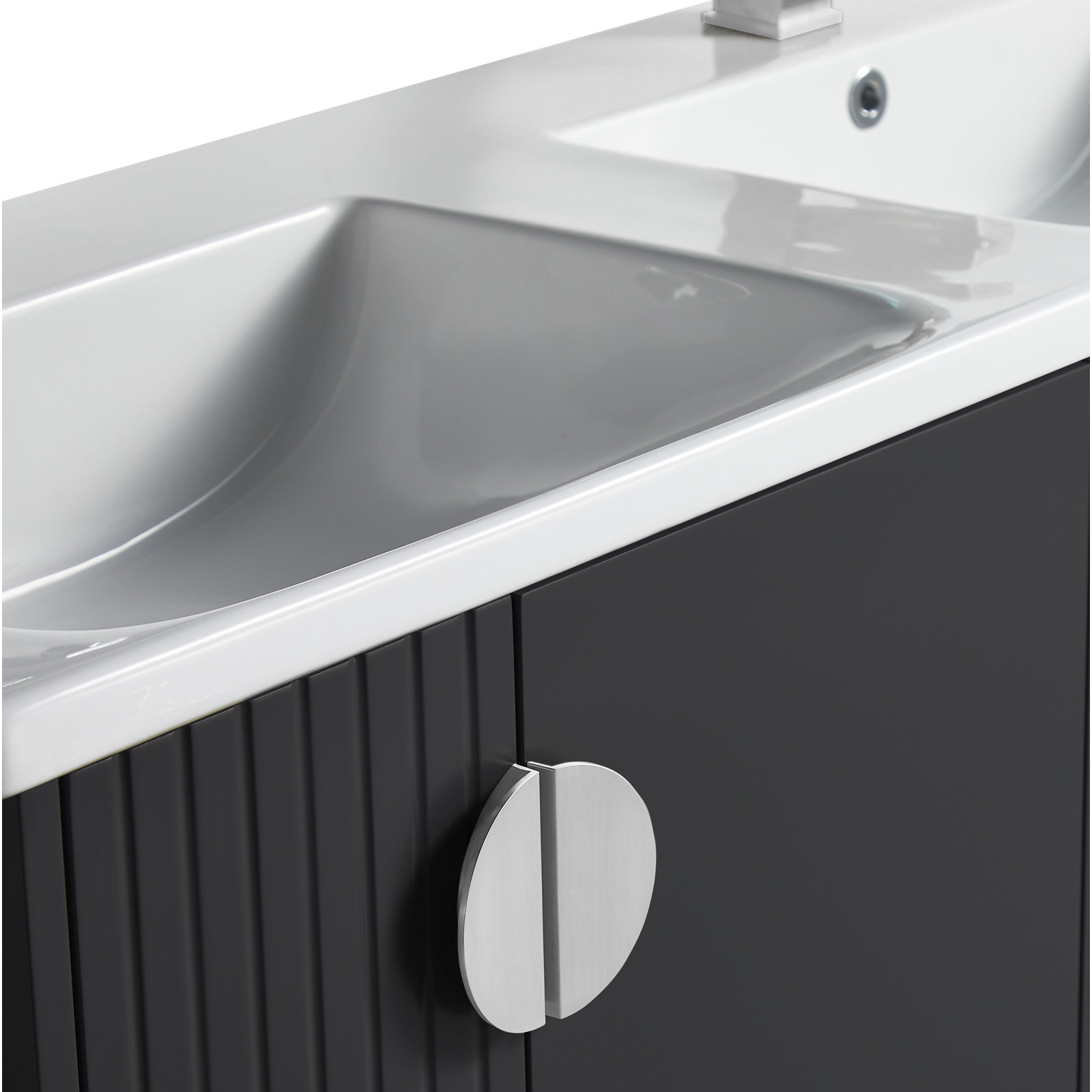 Saimah 47.25'' Double Bathroom Vanity, Polished Chrome, Black
