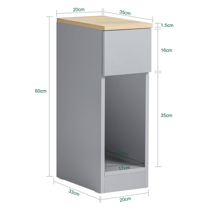 Mikhaela 1 Drawer Bedside Table, Grey