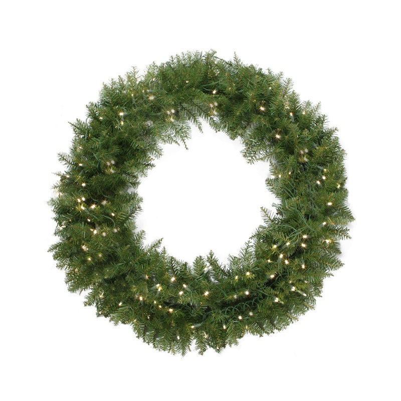 Couronne de Noël artificielle pré-éclairée en pin du Nord - lumières DEL claires et chaudes, 36" H x 36" lx 5" p