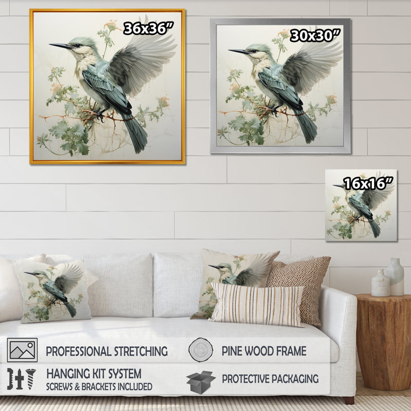 «Hummingbird Jade Journey 1 - Hummingbird», reproduction d'art sur toile encadrée, Cadre flottant noir