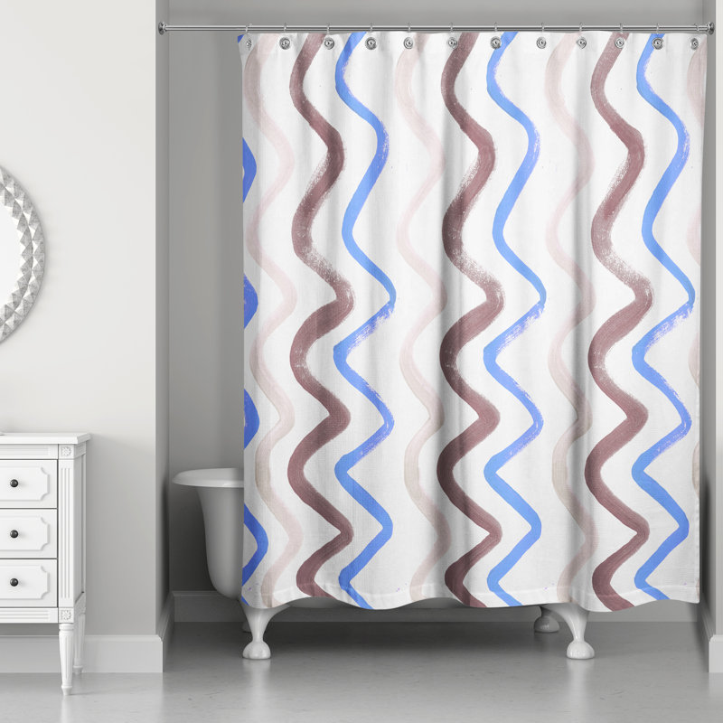 Rideau de douche Ritva, Bleu / brun