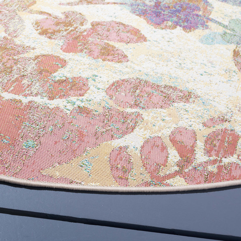 Barbados 500 Performance Floral Indoor/Outdoor Area Rug, Round 6'6"