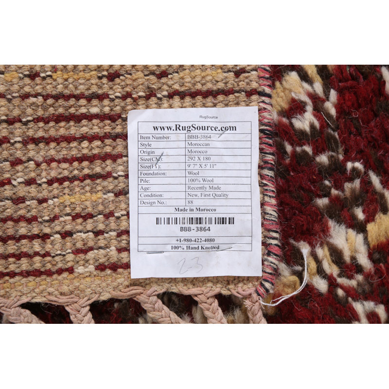 Moroccan One-of-a-Kind 5'11" X 9'7" Wool Area Rug in Red