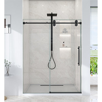44"-48"W*76" H Frameless Single Sliding Shower Door – 5/16" (8mm) Clear Tempered Glass, Bypass Design