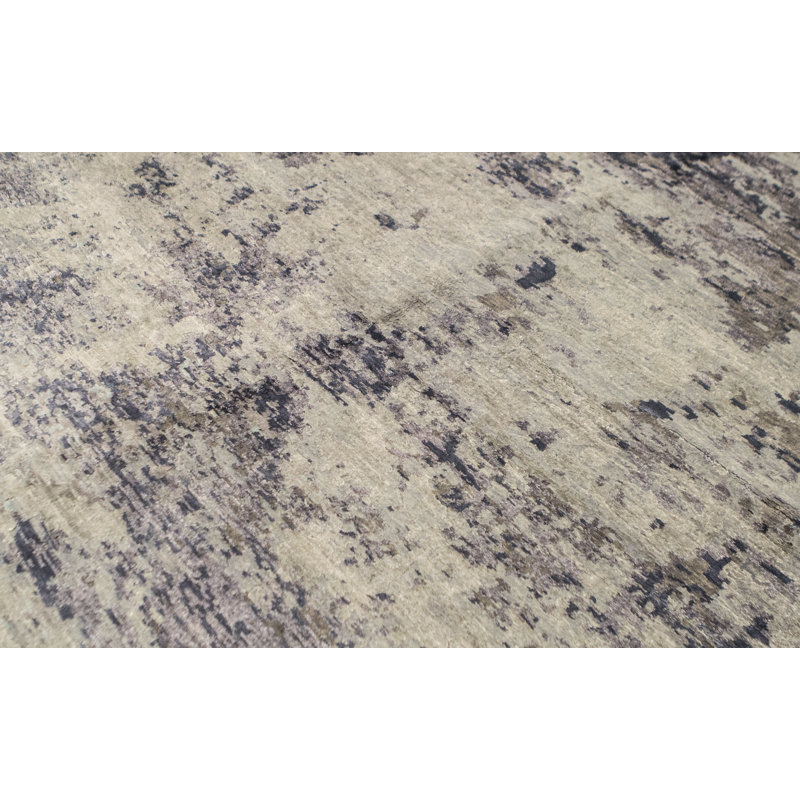 Tapis argenté et lilas noué à la main de haute qualité