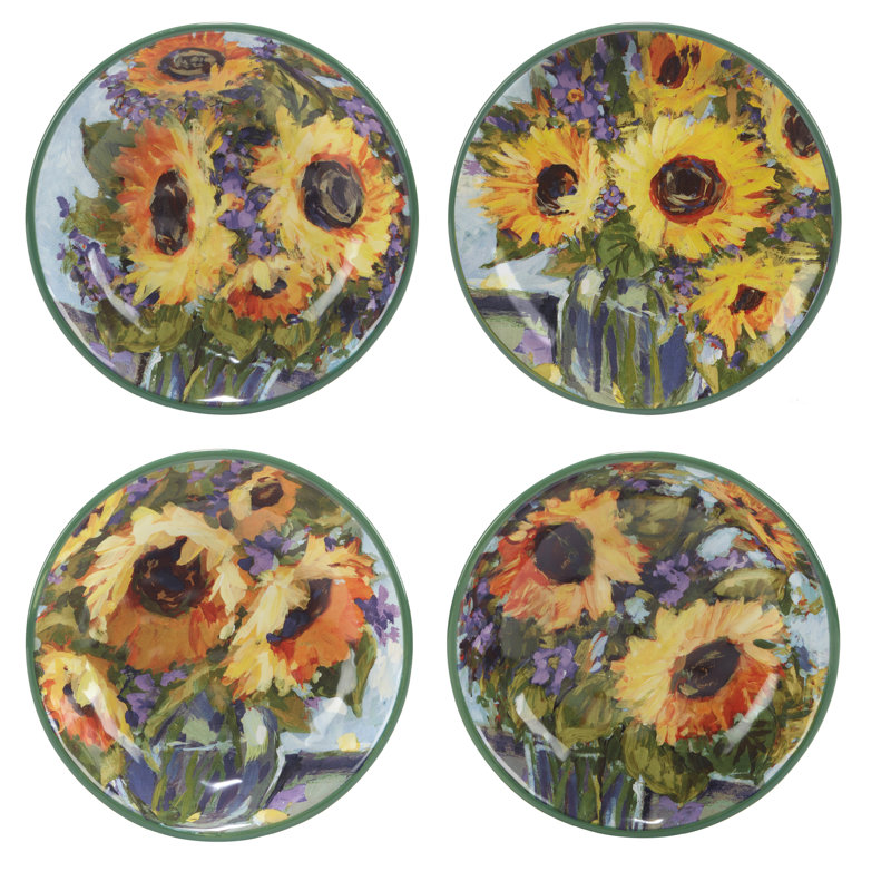 Ensemble de 4 bol à soupe / pâtes tournesol 9 po x 2 po 4 tournesols