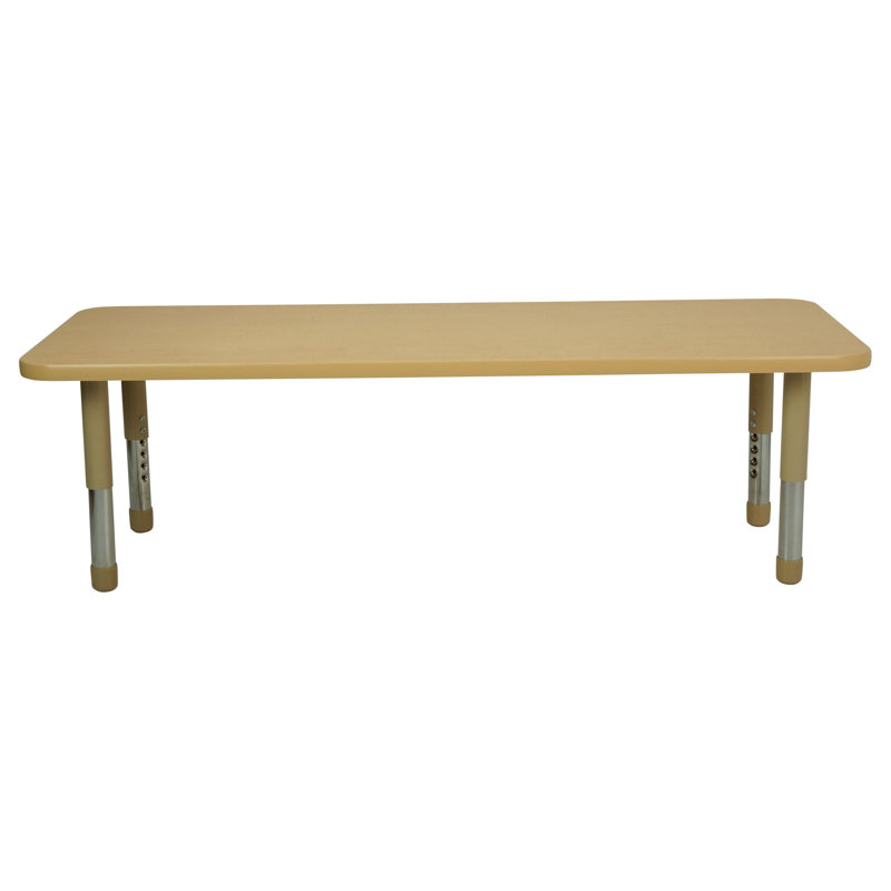 24" x 60" Rectangle T-Mould Activity Table with Adjustable Tiny Tot Legs, Beige, Beige, 18" H x 60" W x 24" D