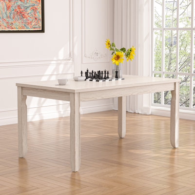 Ilarrold Solid Wood Dining Room Table For 4-6, 63" Rectangle Kitchen Table, Writing Table For Dining Room, Living Room, Office, Kitchen, Apartment by Lark Manor